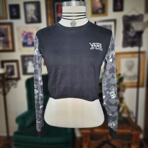 Vans Nightmare Before Christmas Shirt Womens‎ Black Long Sleeve Crop Top XS